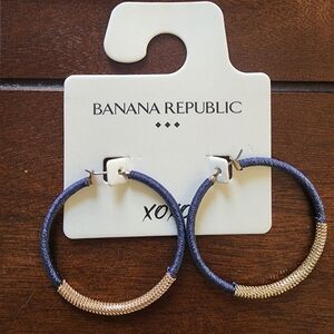 Banana Republic Blue and Gold Hoop Earrings
